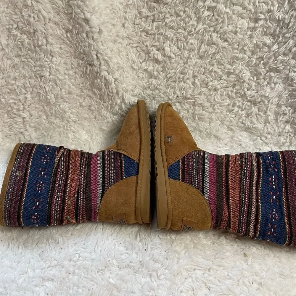 KOOLABURRA MYKA CHESTNUT SUEDE TRIBAL KILIM BOHO BOOTS SZ 5
